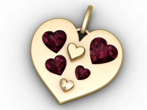 3D-druckbares Modell mit goldenem Herzanhänger 3D Druckmodell