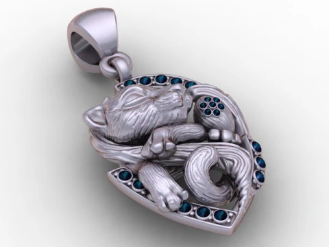 Golden Lion Pendant 3D Printable Jewelry Model 3D Print Model