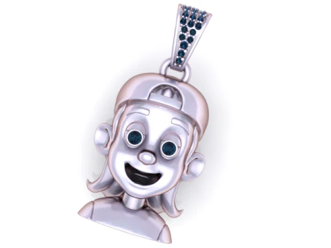 Smiling Cartoon Boy Pendant with Diamond Eyes 3D Printable Jewelry Model 3D Print Model