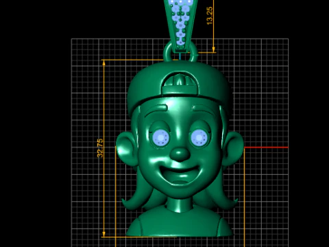 Smiling Cartoon Boy Pendant with Diamond Eyes 3D Printable Jewelry Model 3D Print Model