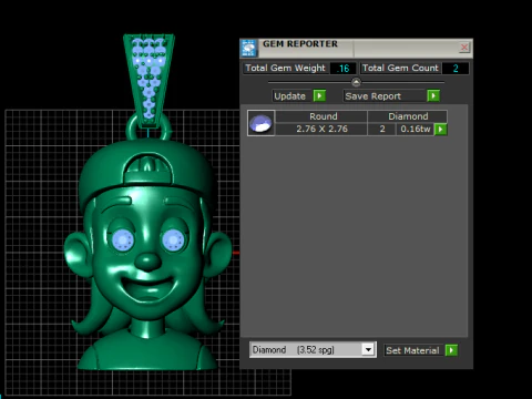 Smiling Cartoon Boy Pendant with Diamond Eyes 3D Printable Jewelry Model 3D Print Model