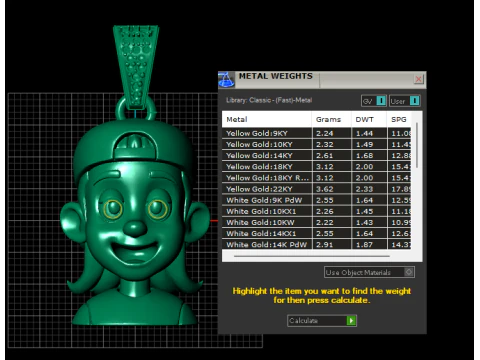 Smiling Cartoon Boy Pendant with Diamond Eyes 3D Printable Jewelry Model 3D Print Model