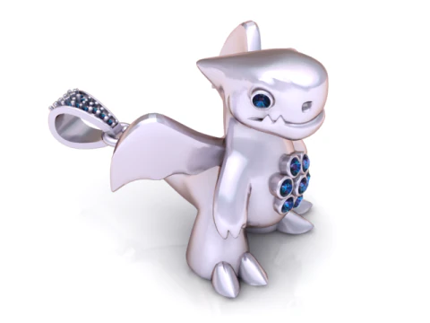 Подвеска "Милый дракончик" с бриллиантами 3D-модель ювелирного изделия для печати 3D Принт Модель