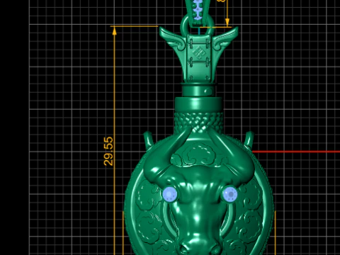 Bull Head Pendant with Ornamental Detailing Diamond Accent 3D Printable Jewelry Model 3D Print Model