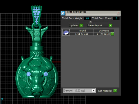 Bull Head Pendant with Ornamental Detailing Diamond Accent 3D Printable Jewelry Model 3D Print Model