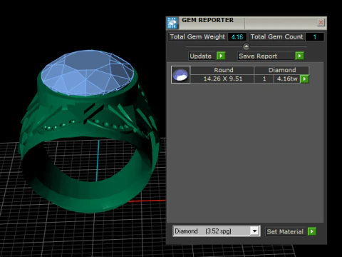 Anello solitario audace reale Modello di gioiello stampabile in 3D di lusso in pietra grande Modello di stampa 3D
