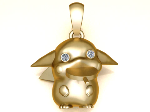 Cute Creature Pendant with Diamond Eyes 3D Printable Jewelry Model 3D Print Model