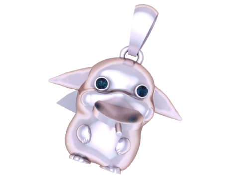 Elmas G&ouml;zl&uuml; Sevimli Yaratık Kolye 3D Yazdırılabilir Takı Modeli 3D Baskı Modeli