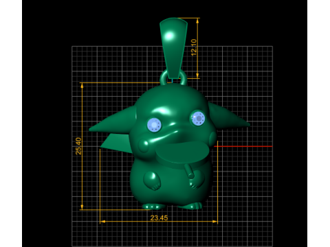 Elmas G&ouml;zl&uuml; Sevimli Yaratık Kolye 3D Yazdırılabilir Takı Modeli 3D Baskı Modeli