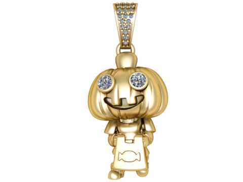 Kürbis-Charakter-Anhänger mit Diamantaugen, 3D-druckbares Schmuckmodell 3D Druckmodell