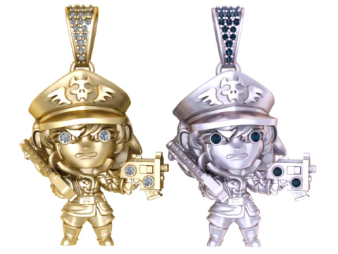 Подвеска-воин-офицер с бриллиантовыми акцентами 3D-модель ювелирного изделия для печати 3D Принт Модель