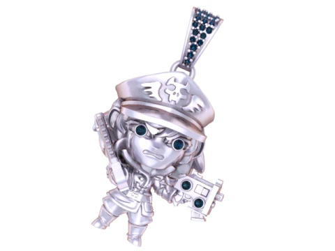 Подвеска-воин-офицер с бриллиантовыми акцентами 3D-модель ювелирного изделия для печати 3D Принт Модель