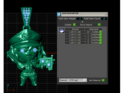 Подвеска-воин-офицер с бриллиантовыми акцентами 3D-модель ювелирного изделия для печати 3D Принт Модель