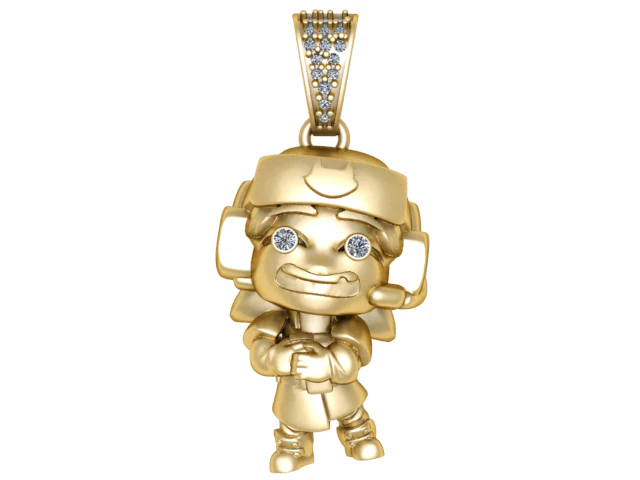 Cute Gamer Character Pendant with Diamond Eyes 3D Printable Jewelry Model 3D Print Model .c4d .max .obj .3ds .fbx .stl .blend 