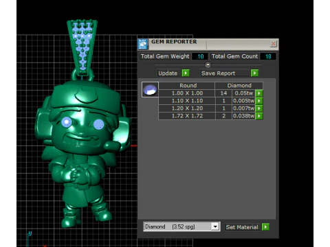 Cute Gamer Character Pendant with Diamond Eyes 3D Printable Jewelry Model 3D Print Model