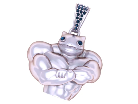 Muscle Frog Pendant with Diamond Eyes 3D Printable Jewelry Model 3D Print Model