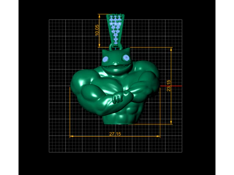 Muscle Frog Pendant with Diamond Eyes 3D Printable Jewelry Model 3D Print Model