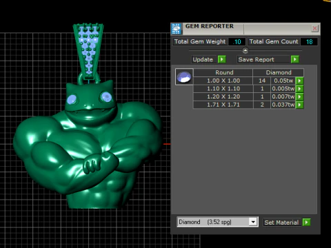 Muscle Frog Pendant with Diamond Eyes 3D Printable Jewelry Model 3D Print Model