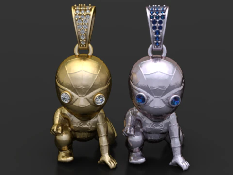 Masked Hero Pendant with Diamond Eyes 3D Printable Character Jewelry Model 3D Print Model
