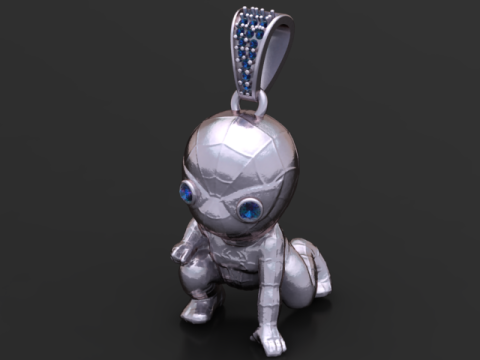 Masked Hero Pendant with Diamond Eyes 3D Printable Character Jewelry Model 3D Print Model
