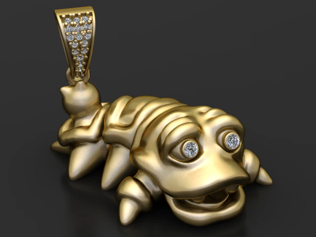 Cute Creature Pendant with Diamond Eyes 3D Printable Jewelry Model 3D Print Model .c4d .max .obj .3ds .fbx .stl .blend 