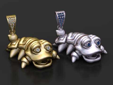 Liontin Makhluk Lucu dengan Model Perhiasan Cetak 3D Mata Berlian Model Cetak 3D