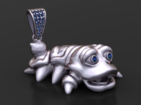 Cute Creature Pendant with Diamond Eyes 3D Printable Jewelry Model 3D Print Model