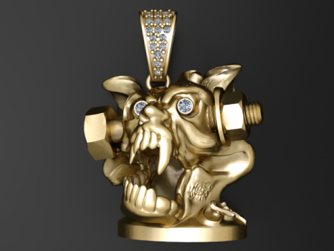 Mechanischer Biest-Anhänger mit Diamantaugen, 3D-druckbares Schmuckmodell 3D Druckmodell