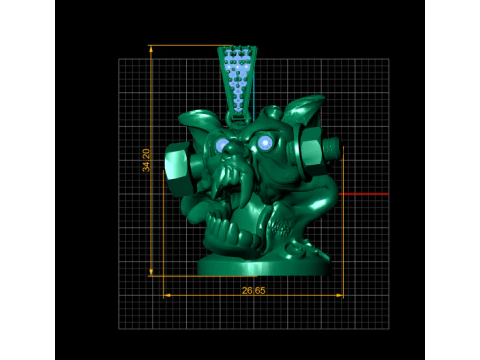 Mechanical Beast Pendant with Diamond Eyes 3D Printable Jewelry Model 3D Print Model