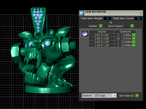 Mechanical Beast Pendant with Diamond Eyes 3D Printable Jewelry Model 3D Print Model