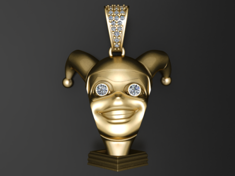 Narrenmasken-Anhänger mit Diamantaugen, 3D-druckbares Schmuckmodell 3D Druckmodell