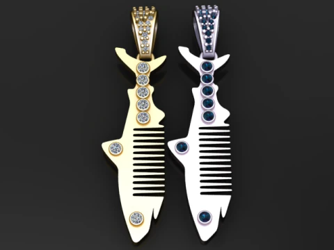 Подвеска в виде силуэта акулы с бриллиантовыми акцентами 3D-модель ювелирного изделия для печати 3D Принт Модель