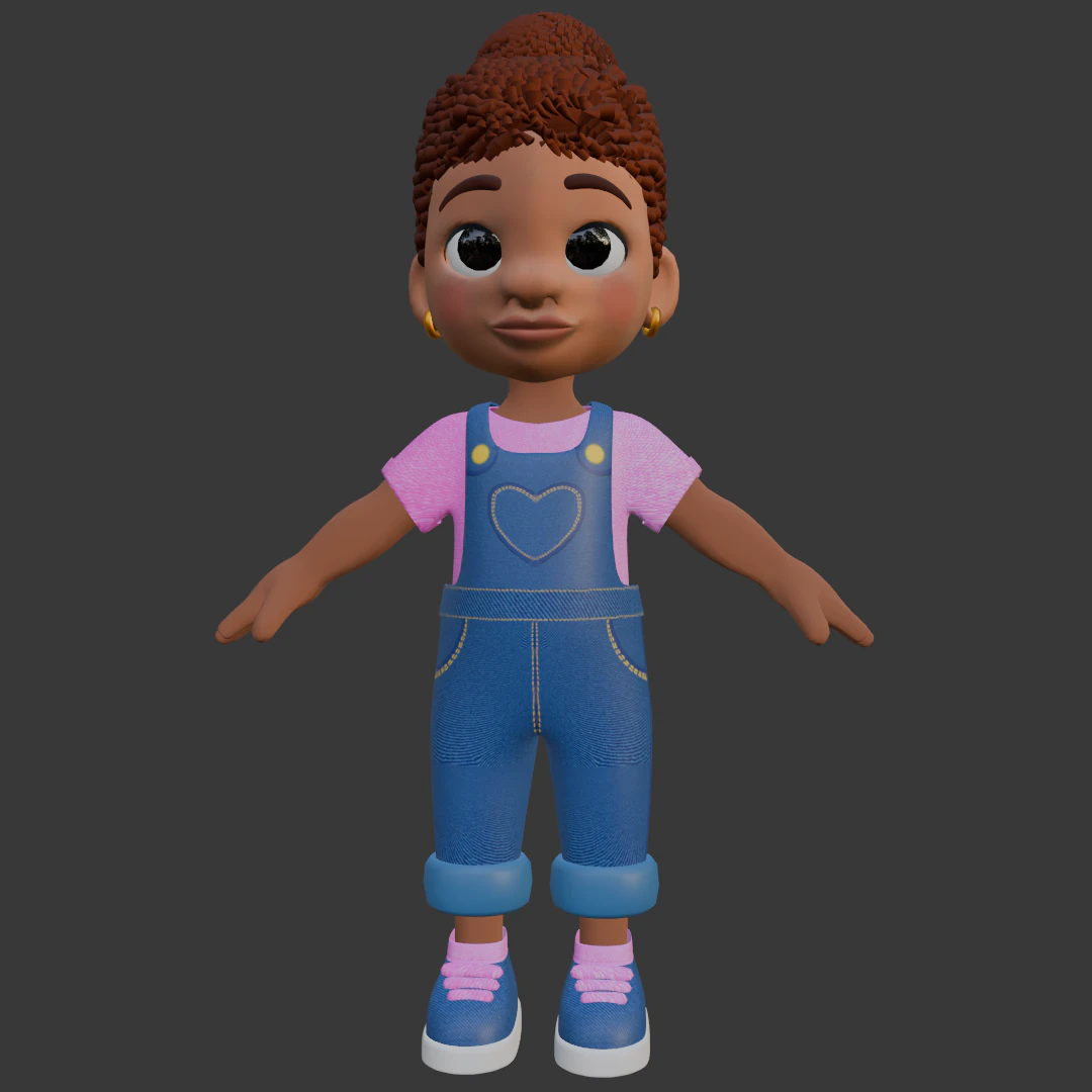 Rosy Denim Dream Kid 3D Low Poly Character 3D Model .c4d .max .obj .3ds .fbx .stl .blend 