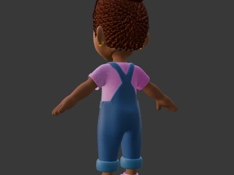 Rosy Denim Dream Kid 3D Low Poly Character 3D Model