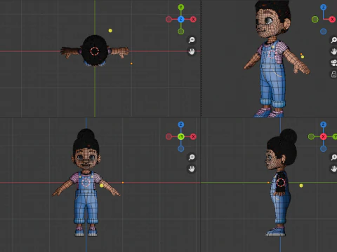 Rosy Denim Dream Kid 3D Low Poly Character 3D Model