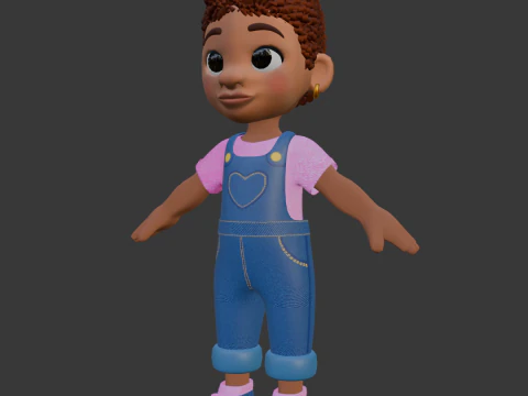 Rosy Denim Dream Kid 3D Low Poly Character 3D Model