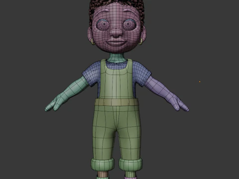 Rosy Denim Dream Kid 3D Low Poly Character 3D Model