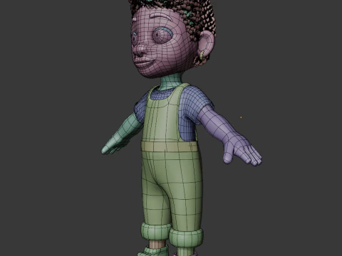 Rosy Denim Dream Kid 3D Low Poly Character 3D Model