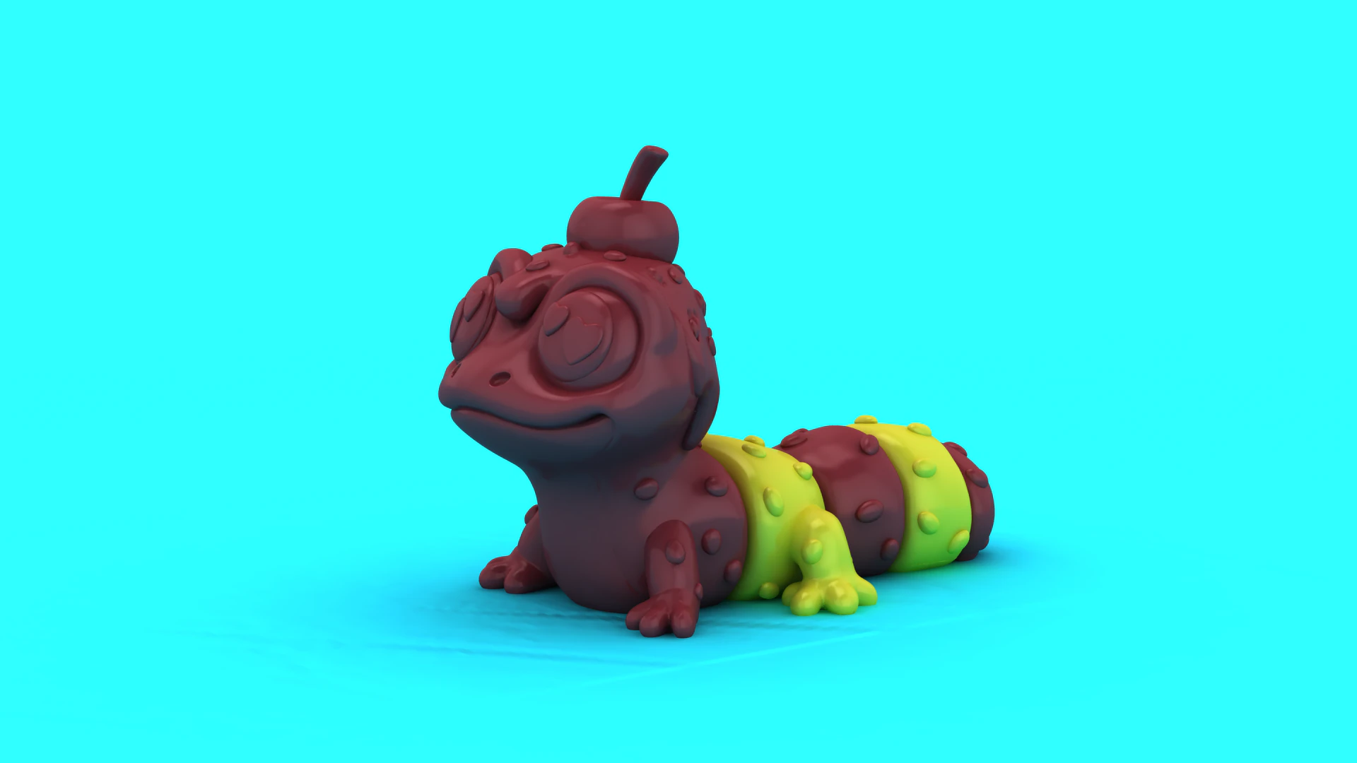 Cute Caterpillar Buddy Cartoon Creature 3D Print Model 3D Print Model .c4d .max .obj .3ds .fbx .stl .blend
