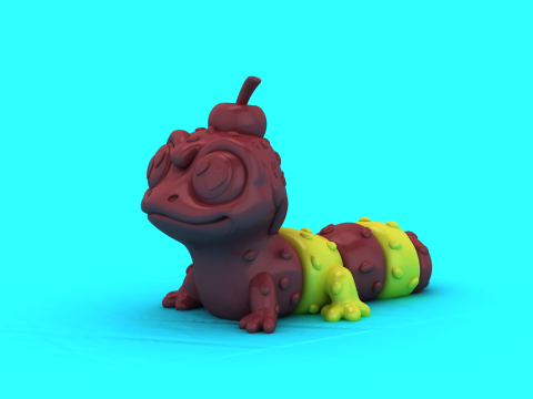 Modelo de impressão 3D de criatura fofa de desenho animado Caterpillar Buddy Modelo de Impressão 3D
