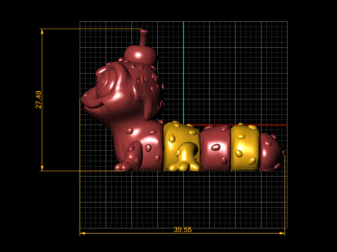 Cute Caterpillar Buddy Cartoon Creature 3D Print Model 3D Print Model