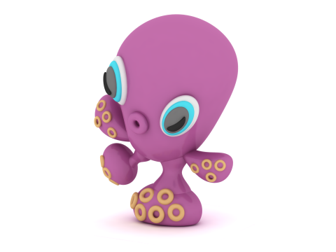 Modello di personaggio 3D simpatico cartone animato stilizzato di polpo Modello di stampa 3D
