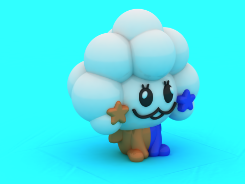 Personaggio nuvola stellato di Buddy simpatico cartone animato Modello di stampa 3D