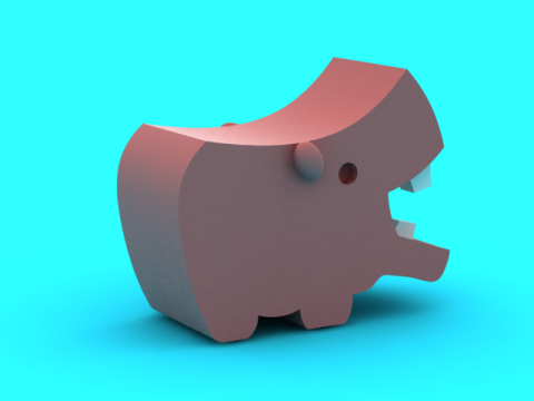 Simpatico giocattolo a blocchi di ippopotamo Animale cartoon stampabile in 3D minimo Modello di stampa 3D