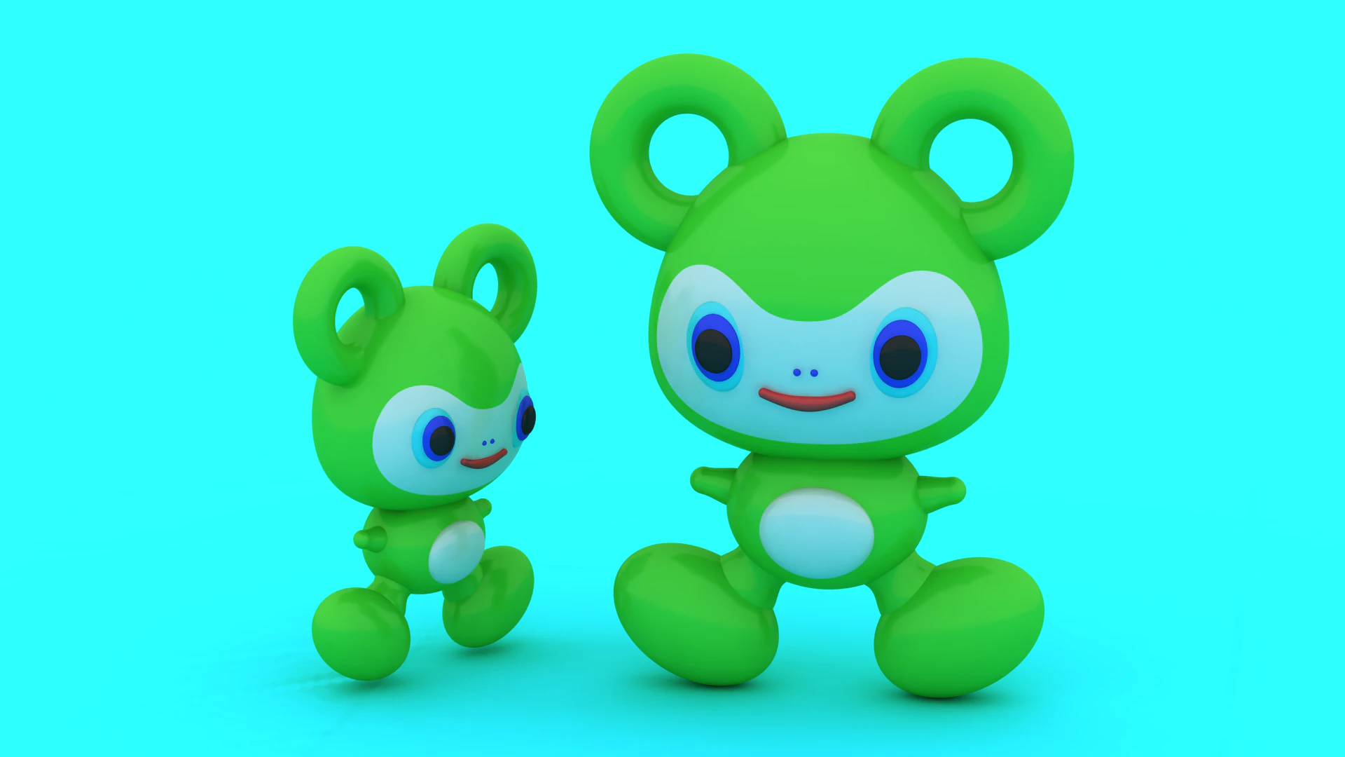 Cute Green Be Adorable Cartoon Character 3D Printable Toy Model 3D Print Model .c4d .max .obj .3ds .fbx .stl .blend 