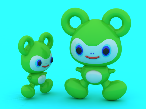 かわいい緑の愛らしい漫画のキャラクター 3D 印刷可能なおもちゃモデル 3Dプリントモデル