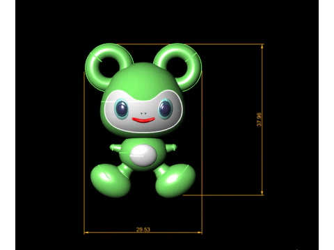 Cute Green Be Adorable Cartoon Character 3D Printable Toy Model 3D Print Model