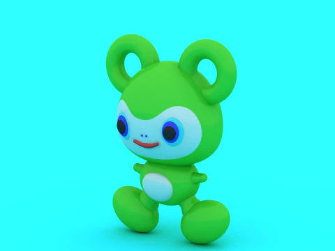 Cute Green Be Adorable Cartoon Character 3D Printable Toy Model 3D Print Model