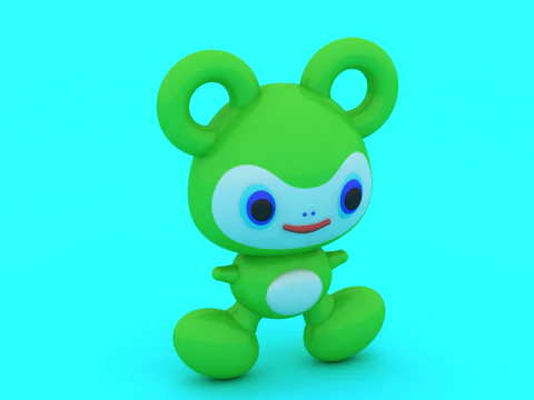 Cute Green Be Adorable Cartoon Character 3D Printable Toy Model 3D Print Model