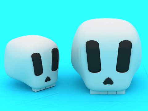 Cute Mini Skull Duo Estilizado Kawaii Skull Figuras Modelos de brinquedos para impress&atilde;o em 3D Modelo de Impressão 3D